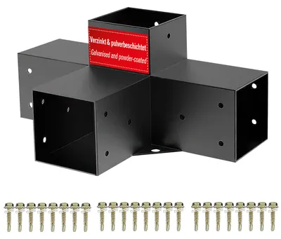 Produktbild von SOTECH Mittelverbinder 100 x 100 mm schwarz – Pfostenverbinder für Holzpfosten