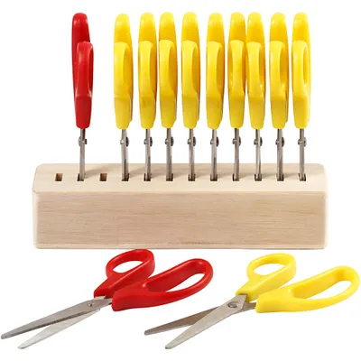 Produktbild von Creativ Company Kinderscheren Set mit Scherenblock - 12 Stück - Basteln Schule