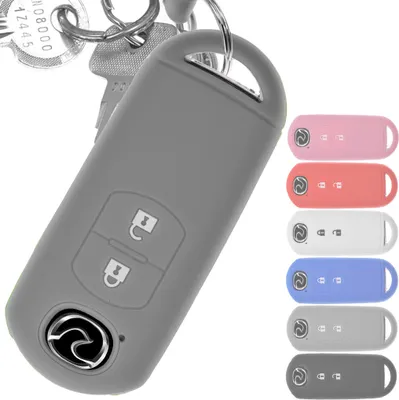 Produktbild von Auto Schlüssel Silikon Schutz Hülle Grau kompatibel mit Mazda 2 3 6 CX-3 CX-5 MX-5 2 Tasten 2 Tasten KEYLESS SMARTKEY