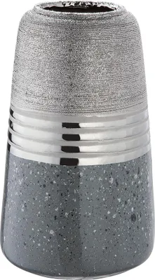 Produktbild von GILDE Vase, "Magma", gestreift, Keramik, anthrazitfarben, grau, , L. 15 cm, B. 15 cm, H. 25 cm 47266