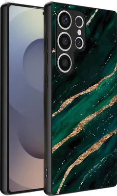 Obrázok produktu pre Smartphonica Puzdro na telefón vhodné pre Samsung Galaxy S25 Ultra s mramorovou potlačou - Zadný kryt z TPU s mramorovým dizajnom - Green Gold
