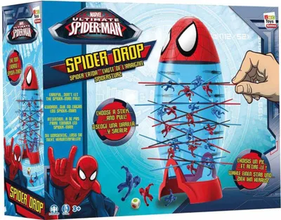 The image shows the packaging of the Marvel Ultimate Spider-Man Spider Drop game.