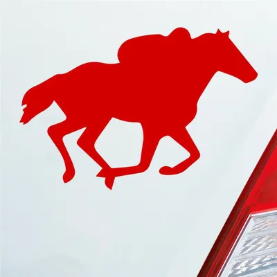 Produktbild von Auto Aufkleber Reiter Pferd Wettkamp Horse Reiten Jockey 10x7 cm Rot Sticker Heckscheibenaufkleber