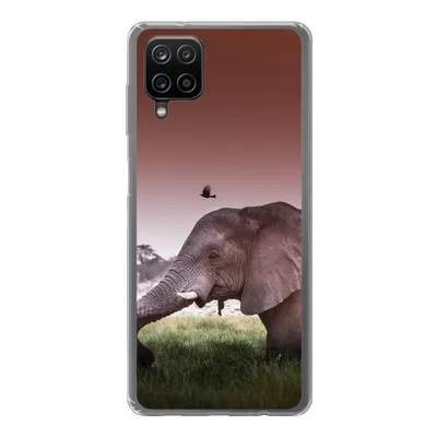 Produktbild von MuchoWow® Handyhülle Schutzhülle Hülle für Samsung Galaxy A12 Elefant - Gras - Sonne - Tiere Silikon Softcase Handy Hülle - Bild