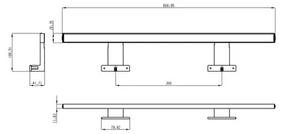 Imagen del producto de Aqualine, luminaria LED SERAPA, 9W, 230V, 600x40x100mm, IP44, aluminio, cromo