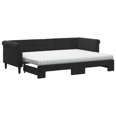 Obrázek produktu pro vidaXL Rozkládací postel s matracemi Black 80x200 cm Velvet