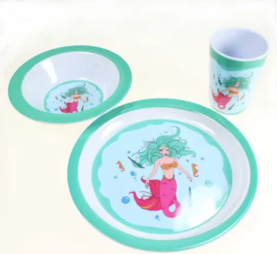 Produktbild von Kinder Geschirr-Set 3-teilig Becher Teller Schüssel
