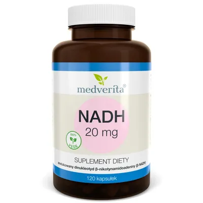 Produktbild von Medverita NADH 20 mg – 120 Kapseln, reduziertes β-NADH, Nicotinamidadenindinukleotid, vegan, vegetarisch, Nahrungsergänzungsmittel