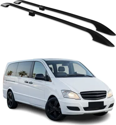 Image de Barres de Toit longitudinales pour Mercedes Vito W639 2003-14 L2 Aluminium Noir