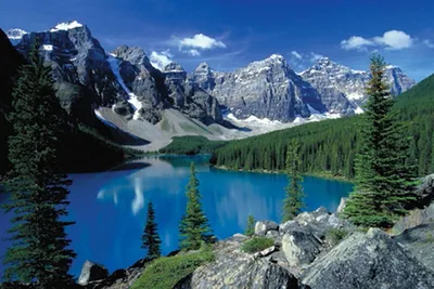 Immagine prodotto di Paesaggi - Poster - Moraine Lake II - Banff + 2 pezzi di modanature per poster in legno 92 cm nero
