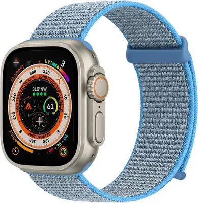 Produktbild von Smartwatch Armband für Apple Watch Ultra 3 49mm Nylon Textil Band Ersatzband Wechselband Klettverschluss flexibel atmungsaktiv Blau