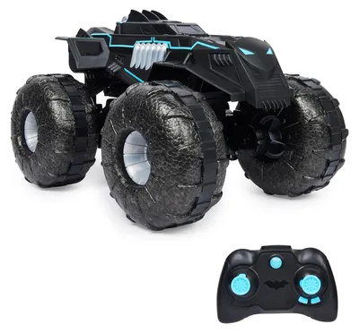 Produktbild von DC Comics Batman All-Terrain Batmobile, ferngesteuertes Amphibienfahrzeug für Land und Wasser mit Platz für 1x 10cm Batman-Actionfigur, Monstertruck, 4 Jahr(e), AAA, Mehrfarbig