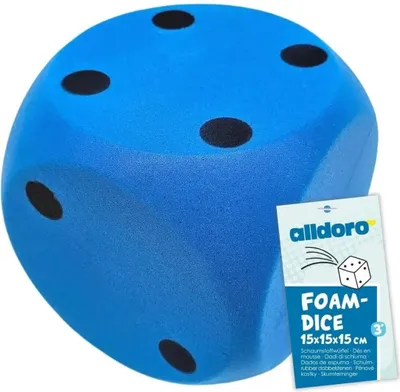 Produktbild von XXL-Schaumstoffwürfel Blau 15 cm - Weicher Jumbo-Augenwürfel für Spielspaß drinnen & draußen - Kinderfreundliches Wurfspielzeug