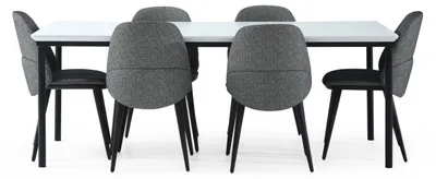 Immagine prodotto di *Gruppo sala da pranzo Tavolo da pranzo Sedie Tavolo in legno Set 7 pezzi grigio moderno