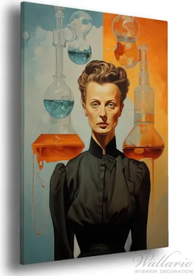Produktbild von Wallario Premium Leinwandbild Visionäre Chemikerin in Größe 60 x 90 cm