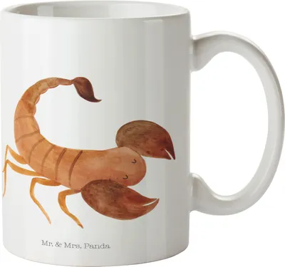 Produktbild von Mr. & Mrs. Panda Haferl Sternzeichen Skorpion - Weiß - Geschenk, Mehrwegbecher, Geburtstag Oktober, Trinklernbecher, Skorpione, Pott, Kindergarten Becher, November