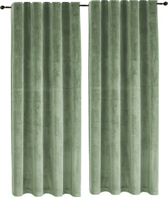 Produktbild von Samt Vorhänge 2er Set Lindgrün Kräuselband Verdunkelung 140x145 cm Samt weich blickdicht Gardine