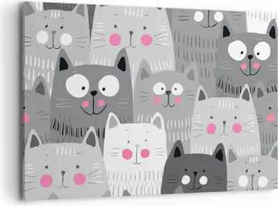 Produktbild von Bild auf Leinwand - Leinwandbild - Kittys Tiere Illustration - 120x80cm - Wand Bild - Wanddeko - Leinwanddruck - Bilder - Kunstdruck - Wanddekoration - Leinwand bilder - Wandkunst - AA120x80-2890