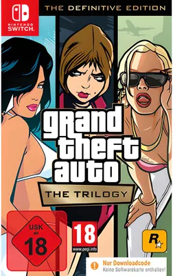 Cover art for Grand Theft Auto: The Trilogy - The Definitive Edition for Nintendo Switch.
