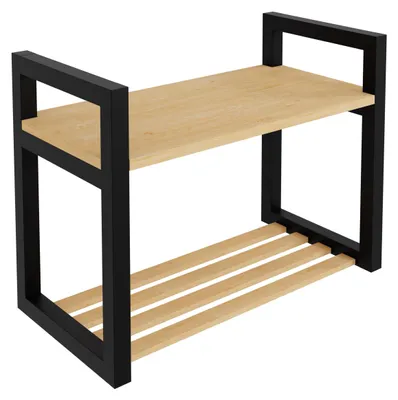 Image de Banc à chaussures vintage avec une étagère, idéal pour l'entrée ou le salon