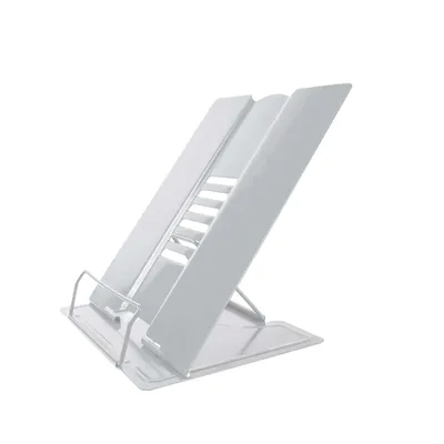 Produktbild von Intirilife Leseständer aus Metall in Weiß - 21 x 16.5 x 20.3 cm - Höhenverstellbarer Buchständer für Schule Büro Schreibtisch, Lesehilfe