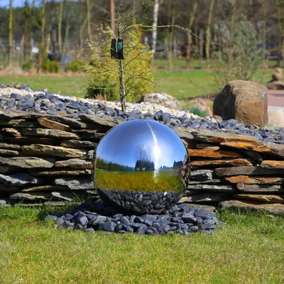 Produktbild von CLGarden Edelstahl Kugel Element für Springbrunnen Edelstahlkugel 48cm Durchmesser aufwendig poliert für Brunnen Garten Wasserspiel Zierbrunnen DIY