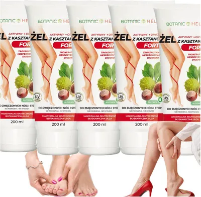 Zdjęcie produktu dla 5 x Żel z kasztanowcem i arniką do pielęgnacji skóry nóg z uczuciem ciężkości, Botanic Help, 5 x 200 ml