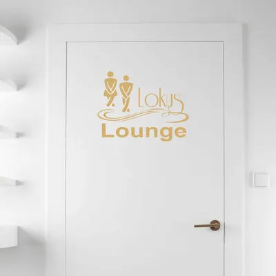 Produktbild von Wandtattoo - Wandaufkleber - Tür-/Wandtattoo "Lokus Lounge" - 60cm x 46cm gold - Dekoration Küche Wohnzimmer Wand