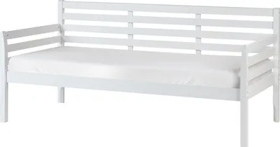 Produktbild von BELIANI Tagesbett Weiß Gummibaumholz Lattenoptik mit Rausfallschutz Lattenrost 90 x 200 cm für 1 Person Modernes Design Kinderzmmer Jugendzimmer