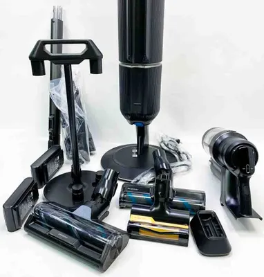 Produktbild von Samsung BESPOKE Jet AI Akku+ CompleteClean mit AI Cleaning Mode, 2-in-1-Stabstaubsauger, Beutellos, Chrom, Schwarz, Rechteckig, Trocken, Multizyklonisch