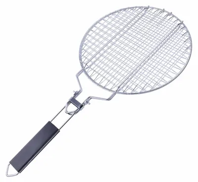 Immagine prodotto di Cesto per griglia con manico in legno: utensile per grigliare pesce, verdure e carne