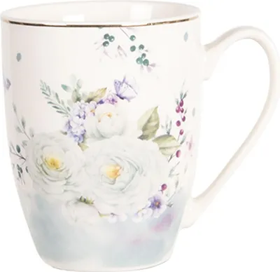 Zdjęcie produktu dla Kubek Clayre & Eef 360 ml biało-niebieski porcelana kwiaty