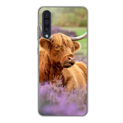 Produktbild von MuchoWow® Handyhülle Schutzhülle Hülle für Samsung Galaxy A50 Schottischer Highlander - Braun - Büsche Silikon Softcase Handy Hülle - Mobiltelefonhülle
