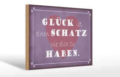Produktbild von Holzschild Spruch 30x20cm Glück ist Schatz dich zu haben