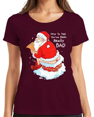 Immagine prodotto di Babbo Natale regalo sfacciato Come dire che sei stato davvero cattivo Maglietta da donna, Borgogna, XL