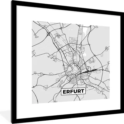 Produktbild von MuchoWow® Gerahmtes Poster Karte - Deutschland - Karte - Erfurt 40x40 cm - Poster mit Schwarzem Bilderrahmen Wandposter Rahmen Foto Bilder - Poster - Plakat im Rahmen