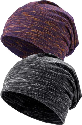 Produktbild von Ibenzoa® 2er-Set Wollmützen – gestreifte Uni-Strickmützen, 70% Wolle/30%.Polyacryl, Schwarz/Grau/Weiß, gestrickter Bund, warm & atmungsaktiv