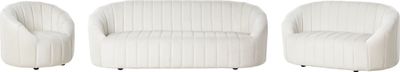BELIANI Sofa Set Weiß Samt 3-Teilig mit Niedrigen Rückenlehnen Gesteppt Oval Muschel Form Retro Wohnzimmer Sitzgruppe Sessel 2-Sitzer und 3-Sitzer Sofa