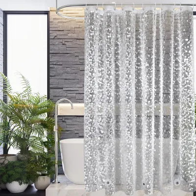 Produktbild von Duschvorhang 180x190cm Transparent mit Gewicht Magnet, Wasserdicht, Antischimmel
