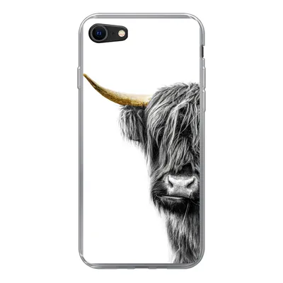 Produktbild von MuchoWow® Handyhülle Schutzhülle Hülle für iPhone 7 Schottischer Highlander - Tiere - Schwarz und Gold Silikon Softcase Handy Hülle - Kartenhalter