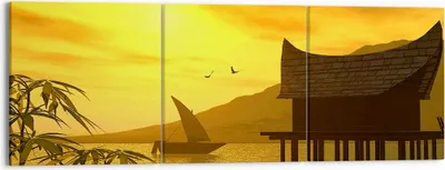 Produktbild von Bild auf Leinwand - Leinwandbild - Asien Berg Meer Felsen - 150x50cm - Wand Bild - Wanddeko - Leinwanddruck - Bilder - Kunstdruck - Wanddekoration - Leinwand bilder - Wandkunst - CA150x50-0363