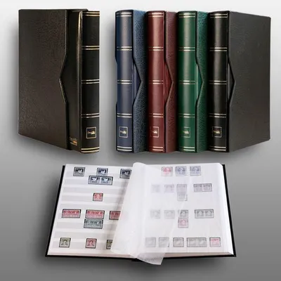Produktbild von Prophila Collection 64 weiße Seiten Briefmarkenalbum wattiert mit Kassette schwarz