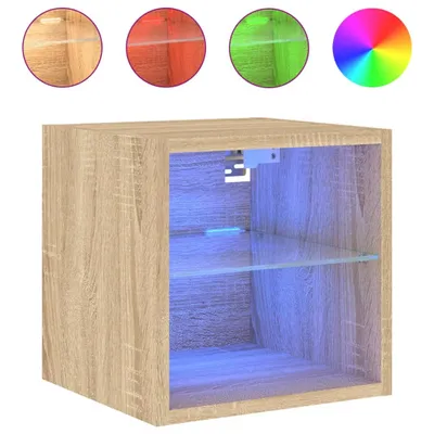 Obrázek produktu pro vidaXL Nástěnná TV skříňka s LED osvětlením dub Sonoma 30x28,5x30 cm
