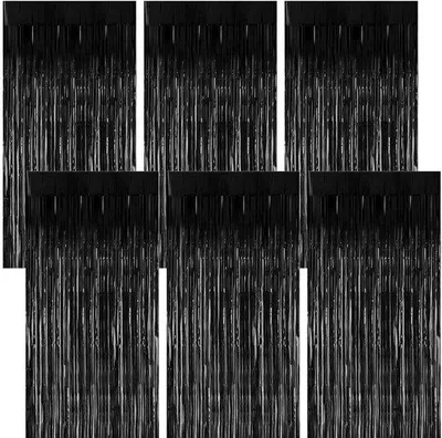 Produktbild von Dailygoods - Vorhänge Schwarz 6 Stück - Festliche Vorhänge - Geburtstagsdekoration - Folienvorhänge - Hintergrunddekoration - 1 m x 2 m - Partyvorhang
