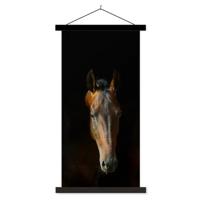 Produktbild von MuchoWow® Textilposter Pferde - Tiere - Braun 40x80 cm mit schwarzem Rahmen - Wandemalerei