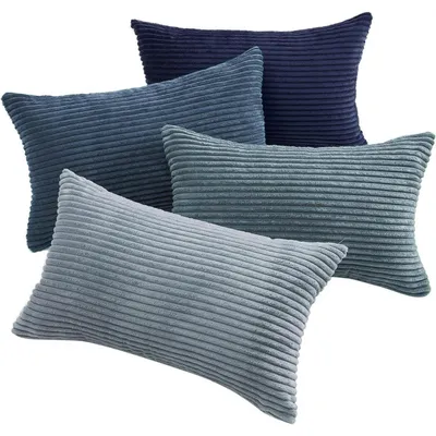 Produktbild von Kissenbezüge 30x50cm 4er Set Kordsamt Blau Farbverlauf