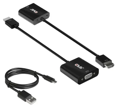 Produktbild von CLUB3D CAC-1302, 0,5 m, HDMI Typ A (Standard), VGA (D-Sub), Stecker, Buchse, Gerade