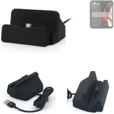 Produktbild von K-S-Trade Docking-Station kompatibel mit Ulefone Power Armor 18 Ultra Ladestation Dock Ladegerät Docking Station Tischständer Ständer inkl. USB Typ