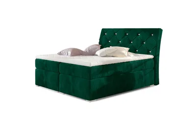 Produktbild von NABBI Gepolstert Doppelbett mit Stauraum Benet 180 - dunkelgrün