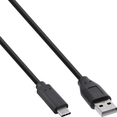 Produktbild von 130er B-Pack InLine® USB 2.0 Kabel, USB-C an A Stecker, schwarz, 1m